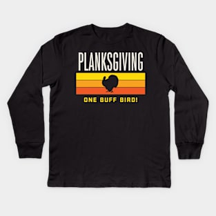 Planksgiving Fitness Thanksgiving Plank Challenge Workout Kids Long Sleeve T-Shirt